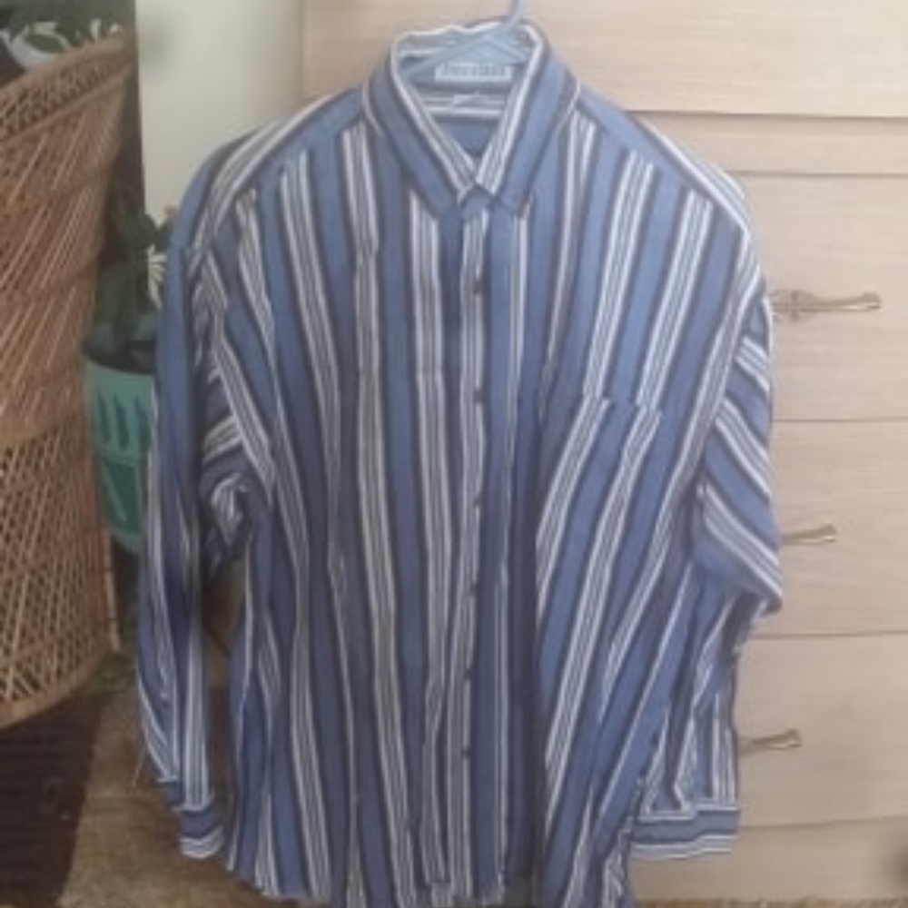 Blue Wide Pinstriped Button Up